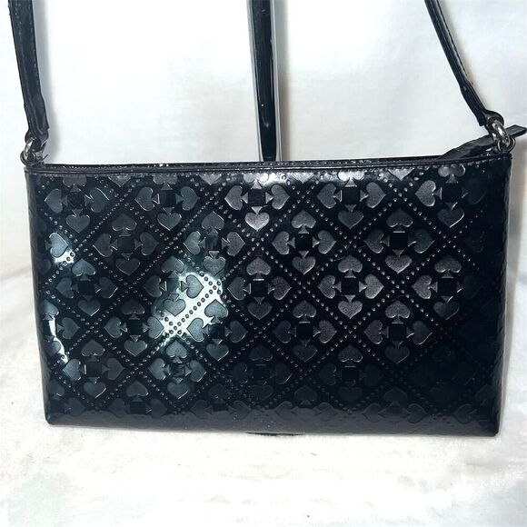 Kate Spade Black Patent Leather Crossbody Bag Adjustable Strap - Picture 2 of 11